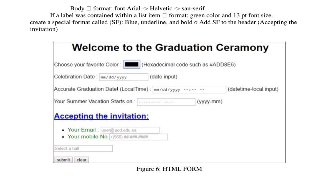 create invitation cards for your graduation. Use HTML and CSS3 to provide