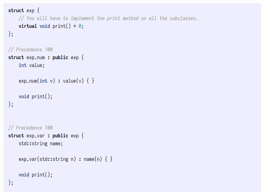 for(auto v : vs) cout value == dynamic_cast(b)->value; case tree_type::VAR: return dynamic_cast(a)->name