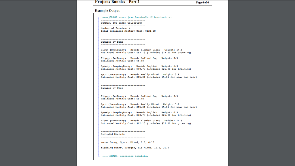 in data and generating reports summary and list, adding a bunny, and