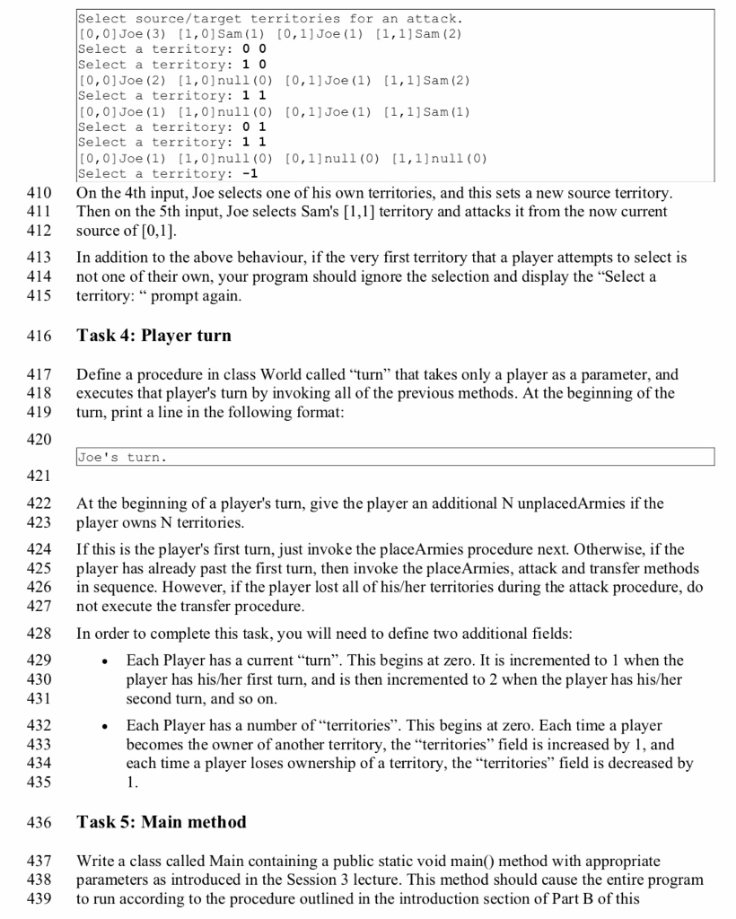 private int unplacedArmies; public Player() { count++; System.out.print("Enter player " + count