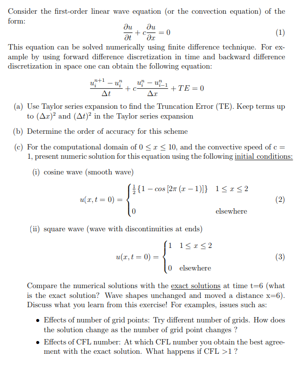 CFD PROBLEM USE PYTHON TO HELP SOLVE PLS Consider the first-order linear