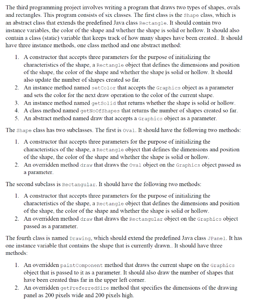 Please I need help with this java project. Thanks The third programming