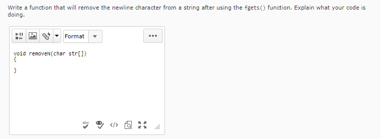 Please help me with this C programming question. Write a function that