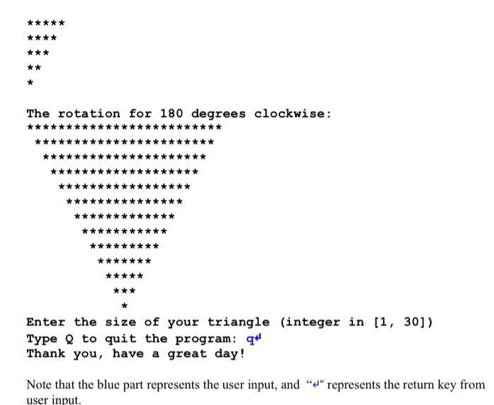 print a triangle which contains one little star (asterisk symbol) at the