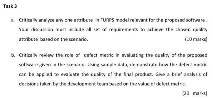  a. Critically analyze any one attribute in FURPS model relevant for