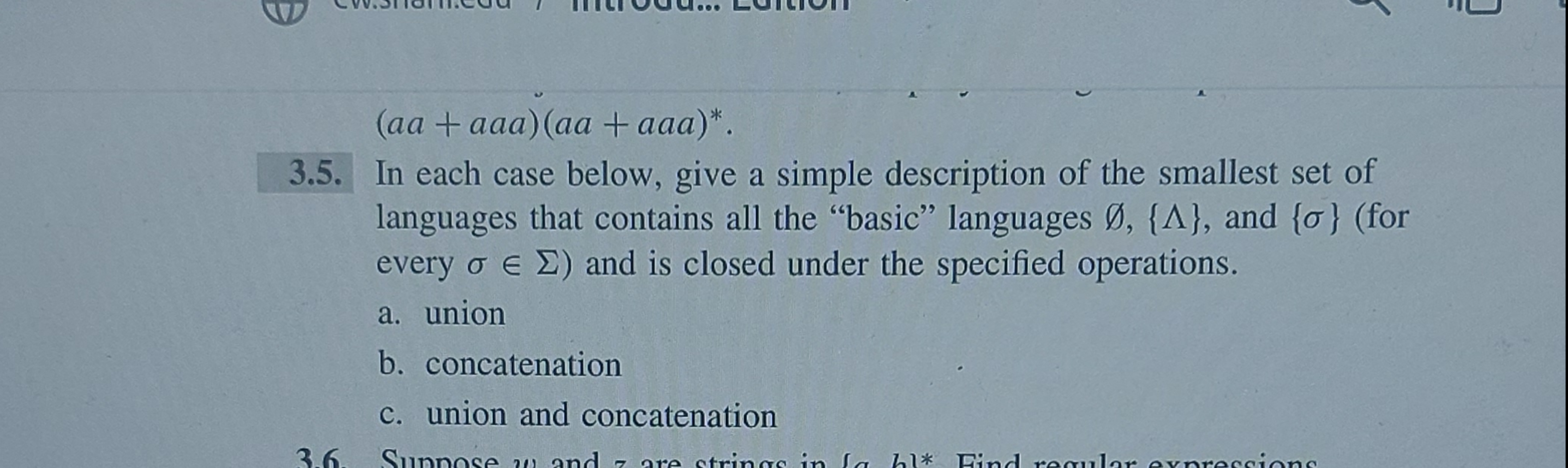  3.5. In each case below, give a simple description of the