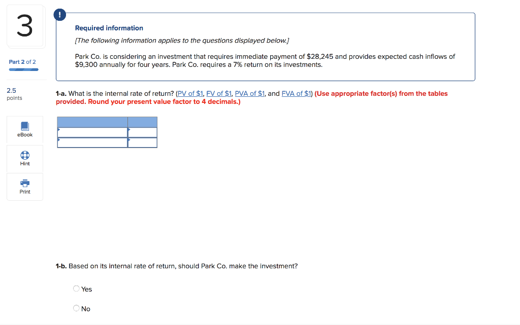 information [The following information applies to the questions displayed below.] Park Co.