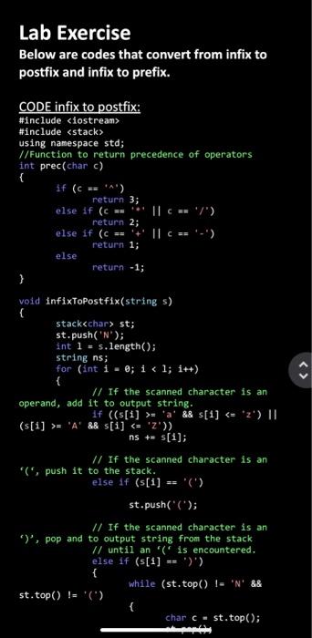  use the lab exercise to rerun the code (prefix or postfix)