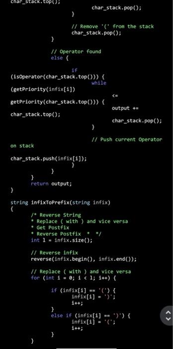infix to postfix and infix to prefix. CODE infix to postfix: using