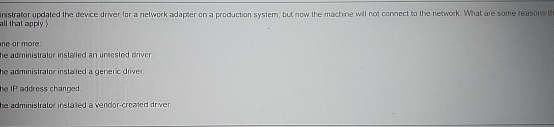  inistrator updated the device driver for a network adapter on a