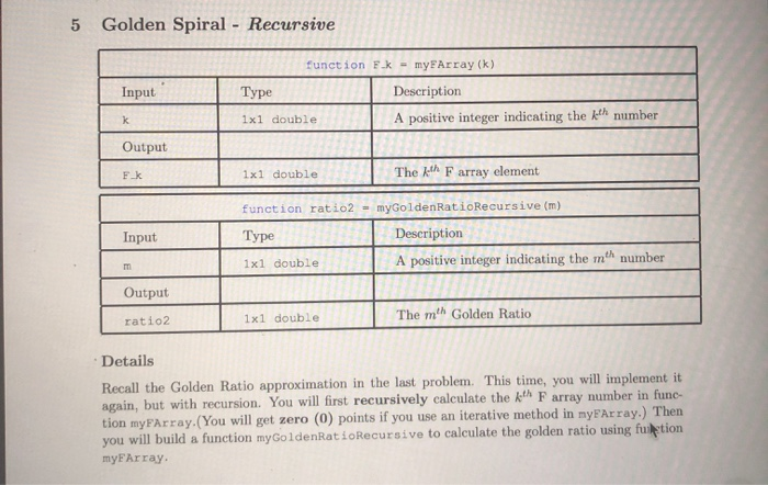 in matlab, please help with these quick functions for reference 5 Golden