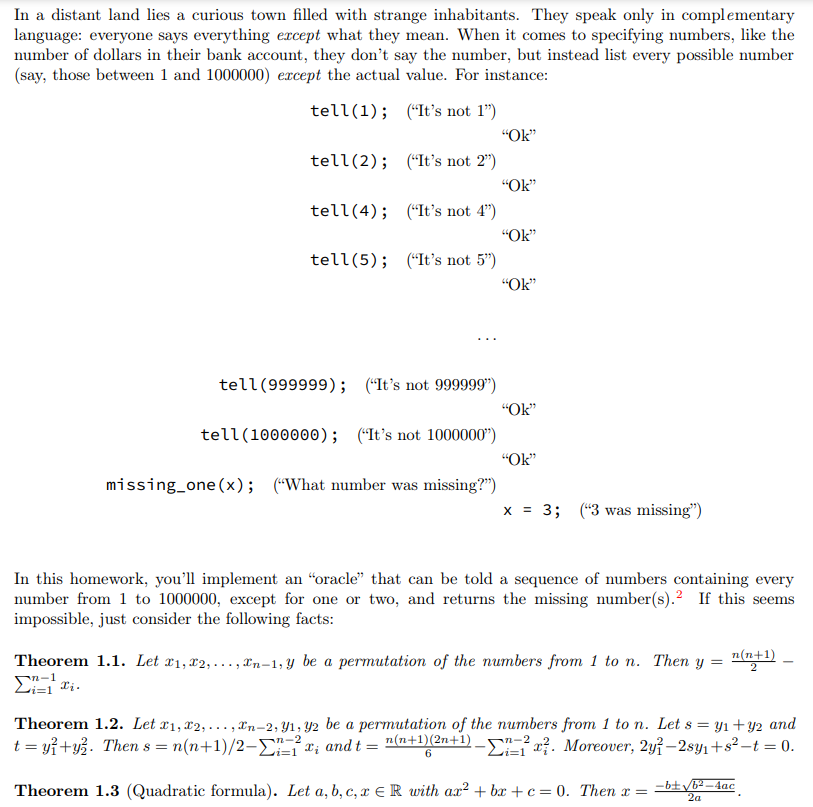  Code for Oracle.jaa package MissingNumber; import java.lang.Math; public class Oracle {
