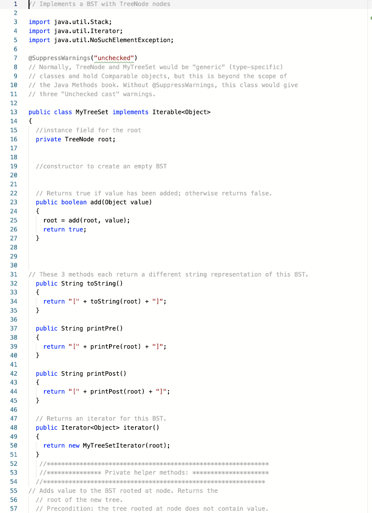 a. Use the compare To method** to decide if your node needs