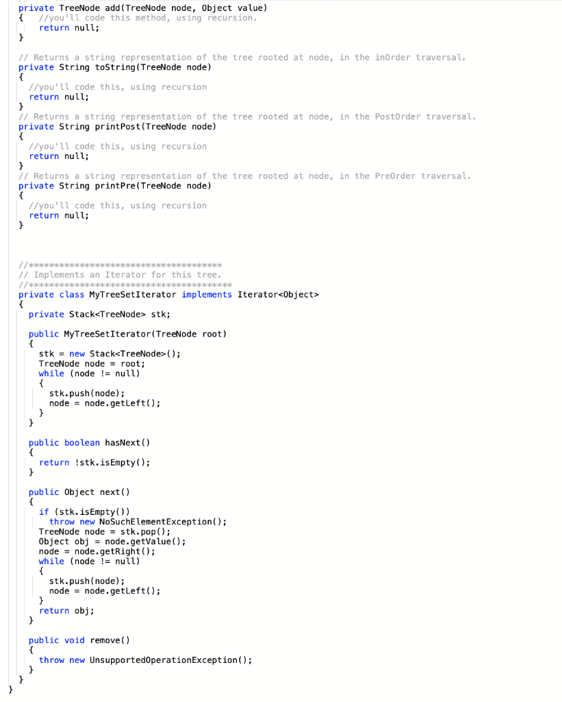 to go left or right of the root, and then call either