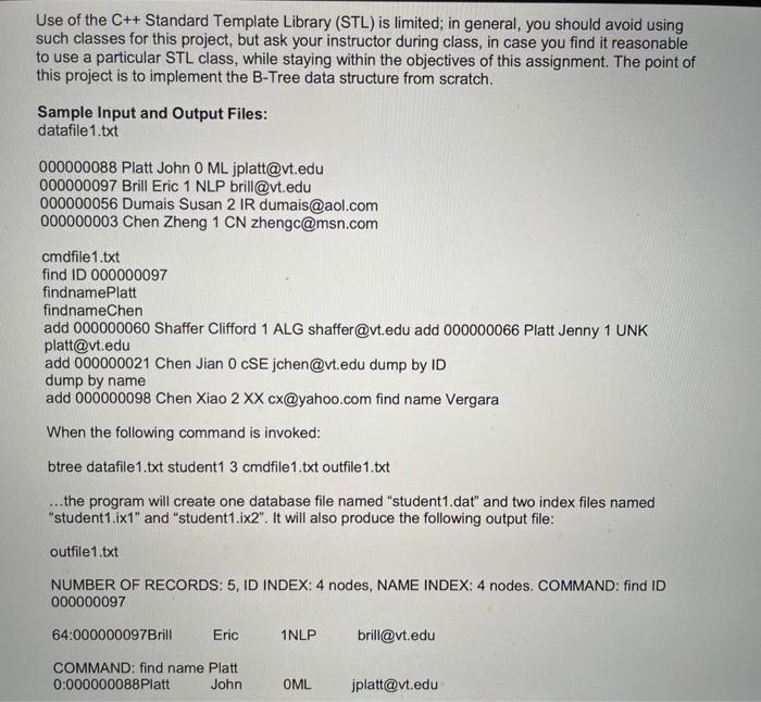 the underlying structure of the index. An example of an index that