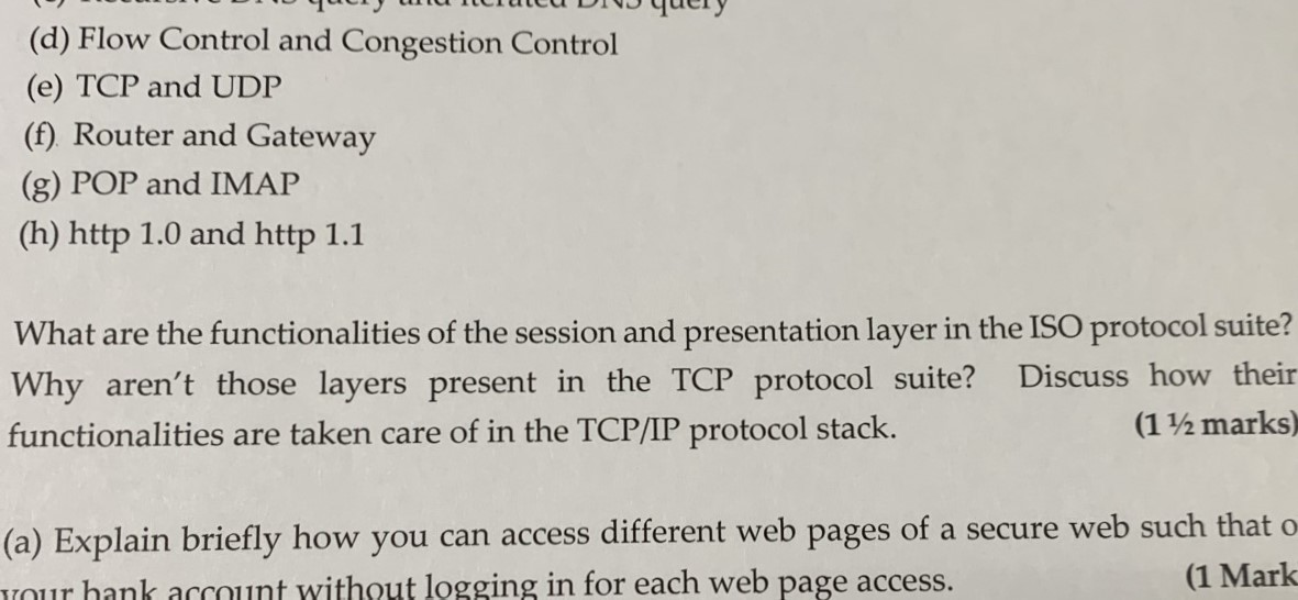 what are the functionalities of the session and presentation layer in the