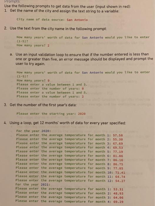 The program should be named lab01.py. The program will prompt for: -