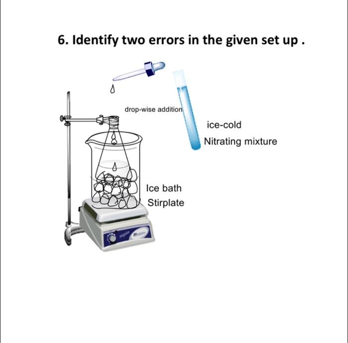  6. Identify two errors in the given set up. 0 drop-wise
