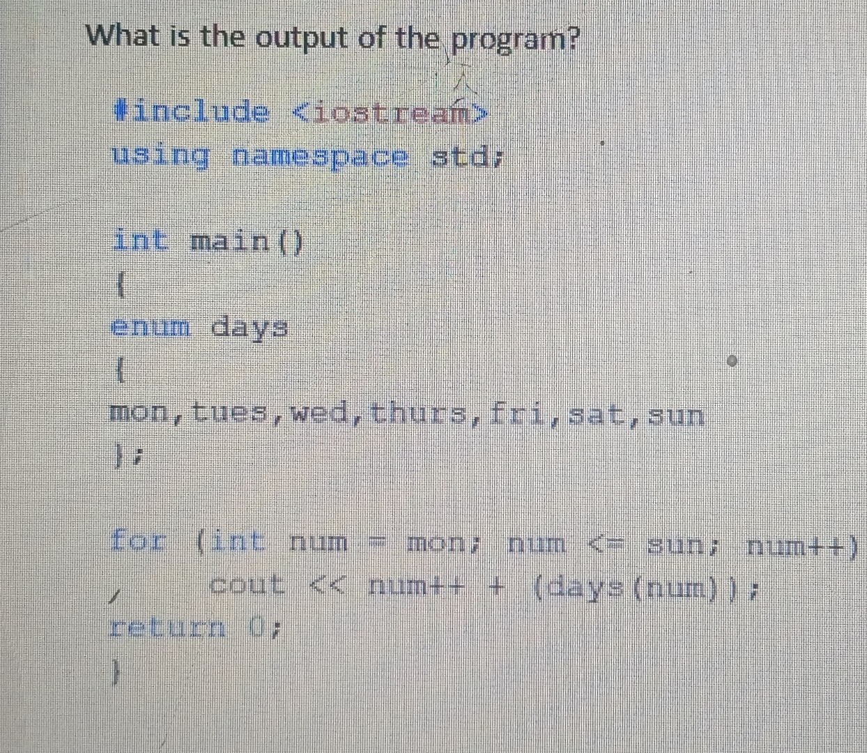  output of the below program? 