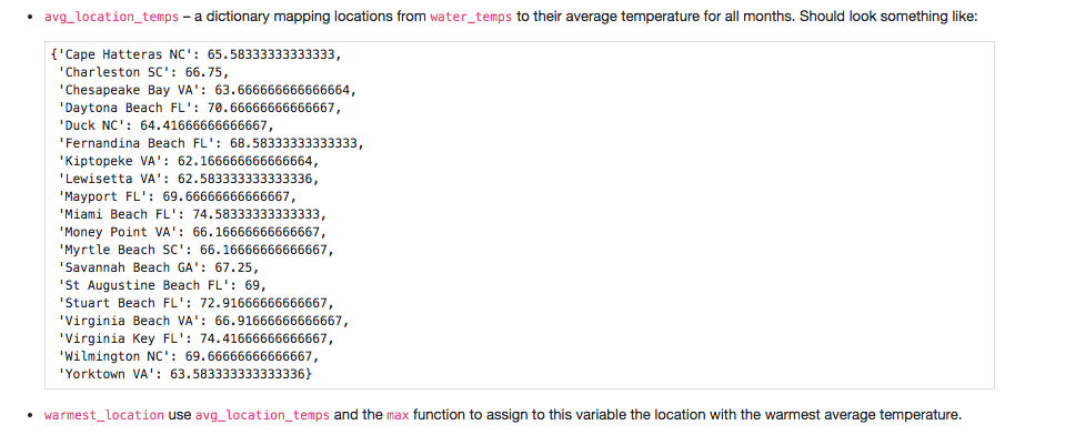 IN one line write create variables: Using this list below: water_temps =