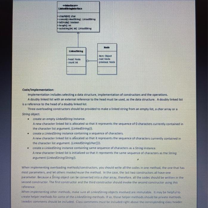 as chartAt concat, isEmpty, length, substring. A doubly linked list must be