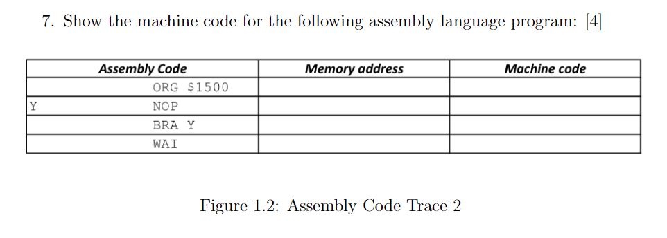 Please fill in the following table. Using HCS12 controller. 7. Show