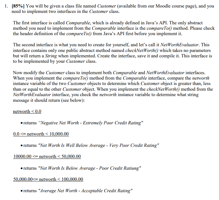  Customer.java: // Customer class - allows objects from this class to