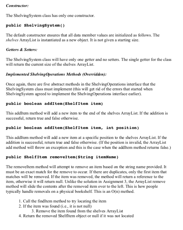 videogame class................... shelvingsystem class................... Video Game Class Specifications (Refactoring) Once again, copy