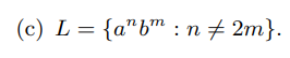 Prove that the language is not regular (c) L={anbm:n=2m}