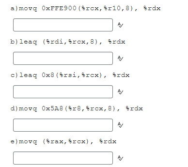 in register rdx after the following instructions are executed. a) movq OxFFE900