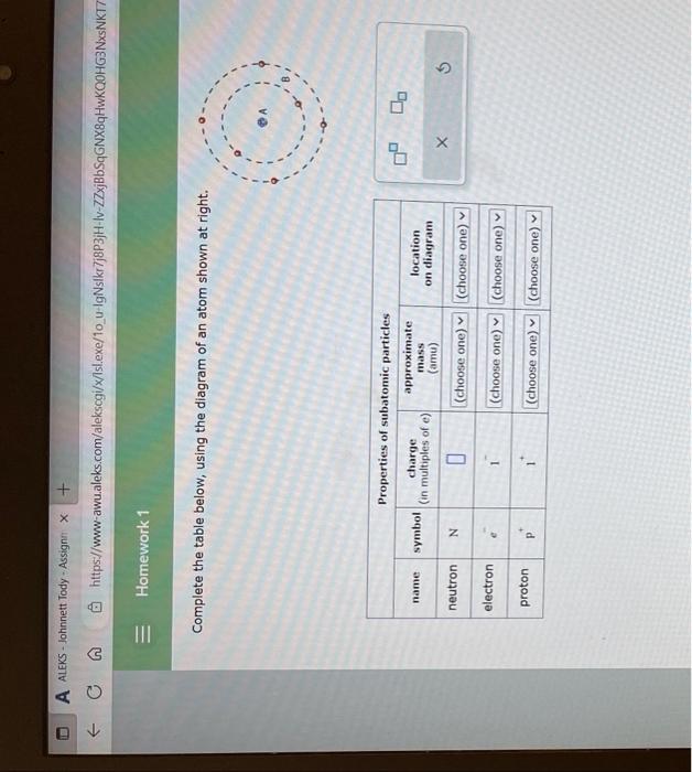  Complete the table below, using the diagram of an atom shown