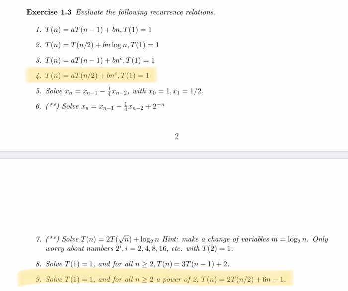  please answer 4 and 9 only Exercise 1.3 Evaluate the following