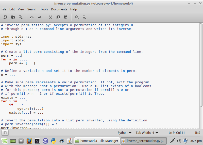 you. Problem 3. (Inverse Permutation) Write a program inverse-permutation.py that accepts a