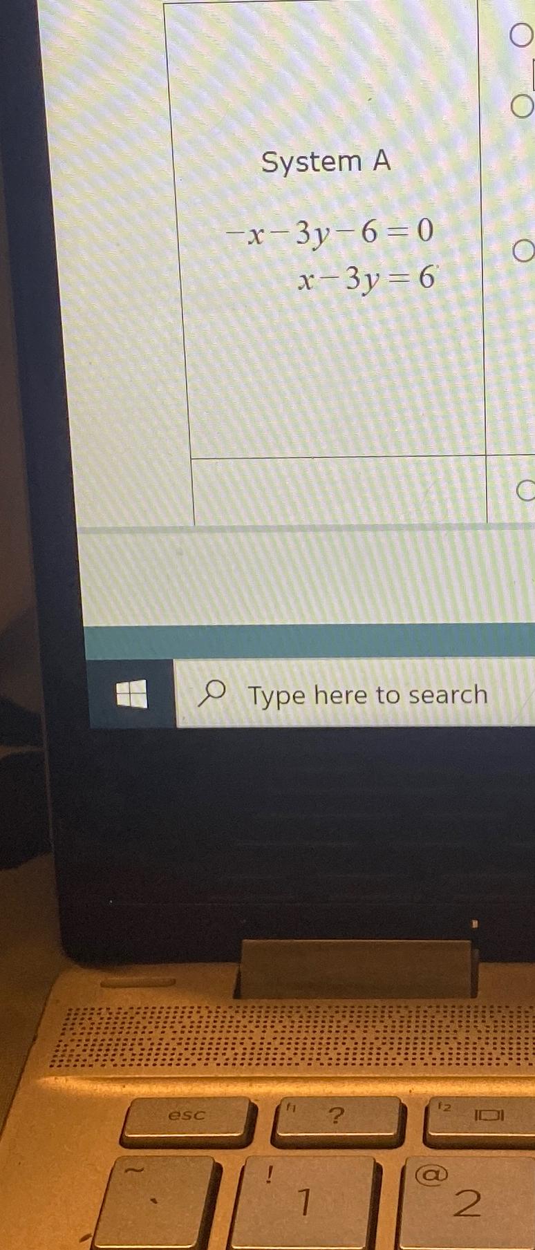  System A -x-3y-6=0 x-3y=6 Type here to search 