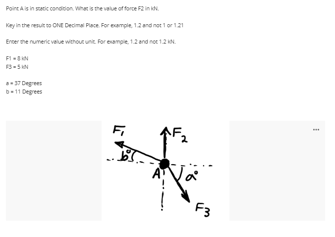 Point A is in static condition. What is the value of