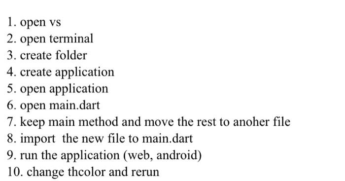  1. open vs 2. open terminal 3. create folder 4. create