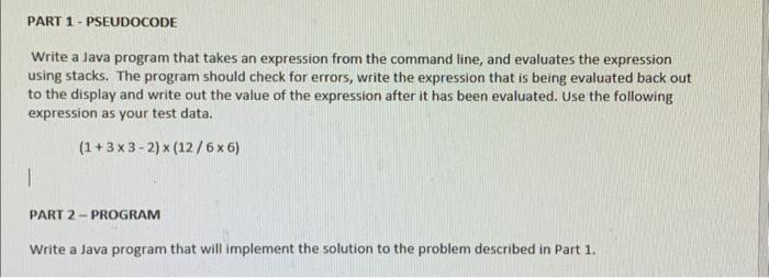 help in java please answer in full with pseudo. please do not