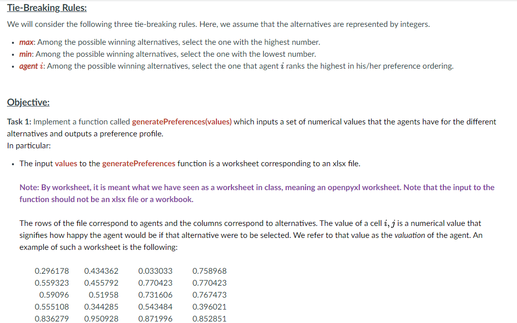 Background: In this assignment you will design and implement several voting rules.