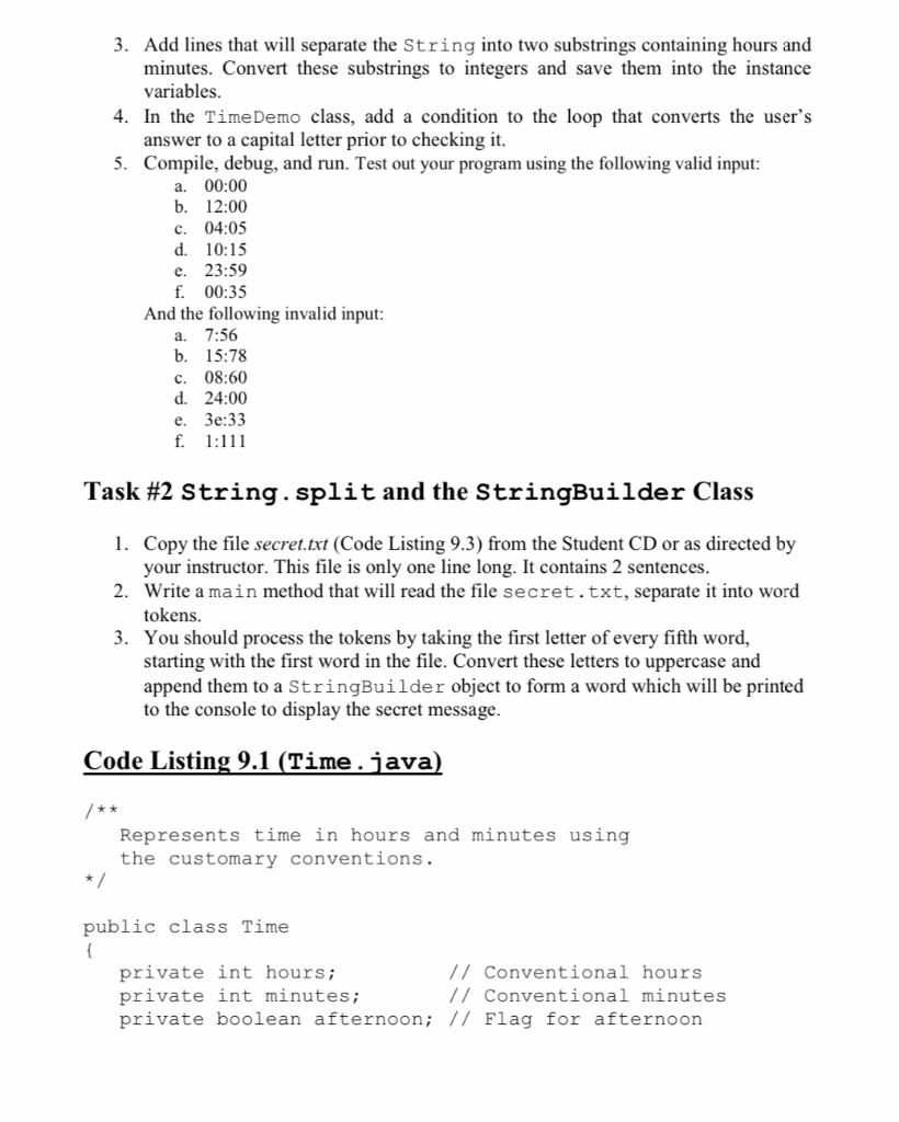 of the Character class and String class to process text Be able