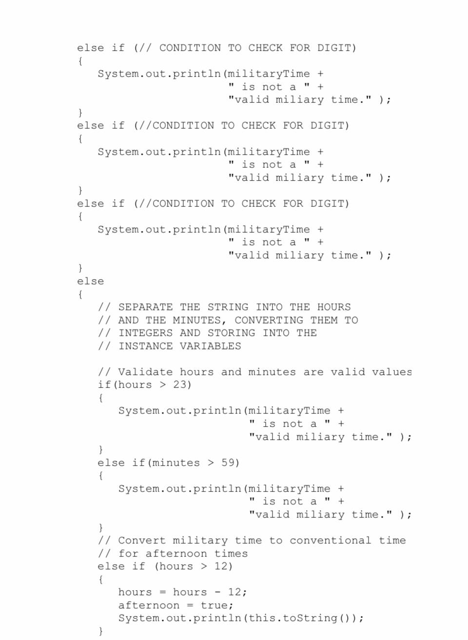 we ask the user to enter a time in military time (24