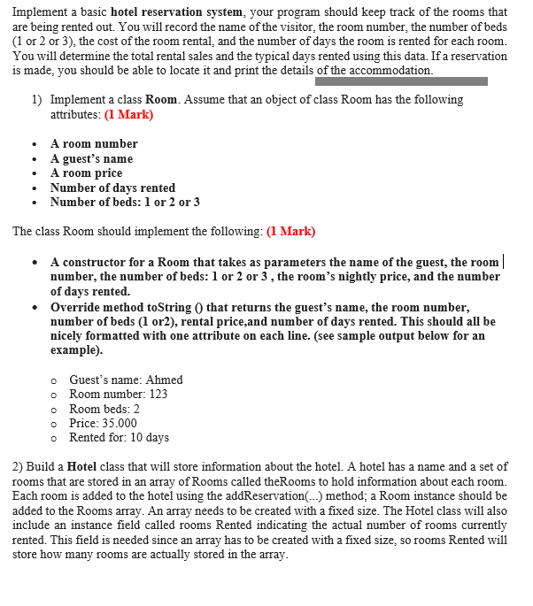  i need a different short answer Implement a basic hotel reservation