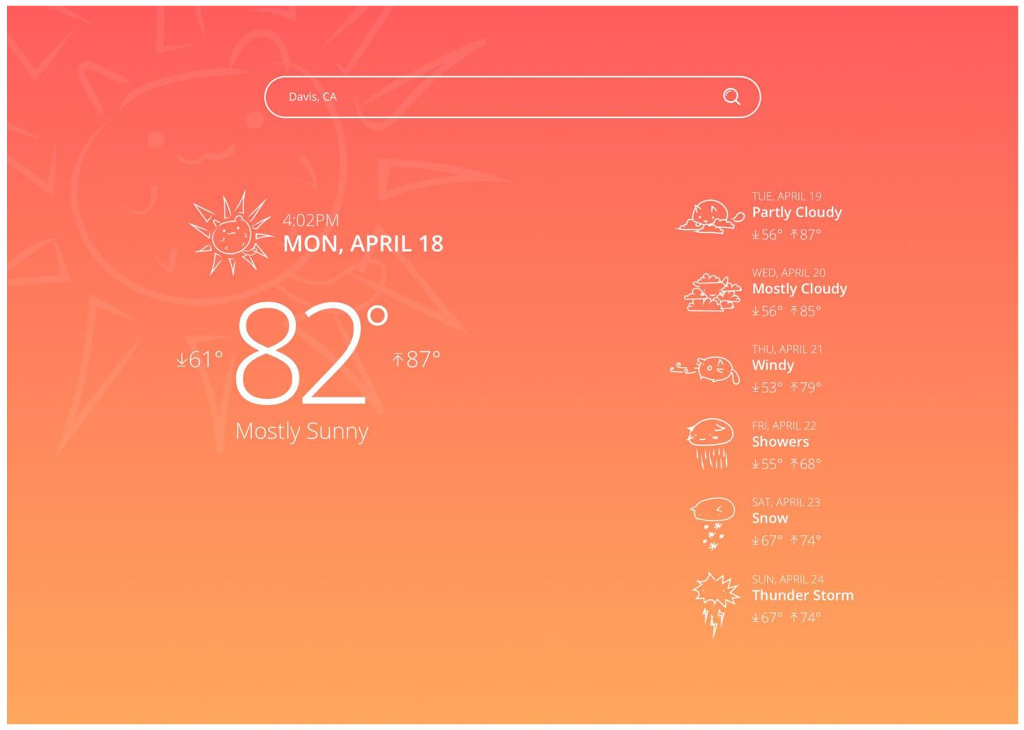 object should be used to display weather on the website. Search weather