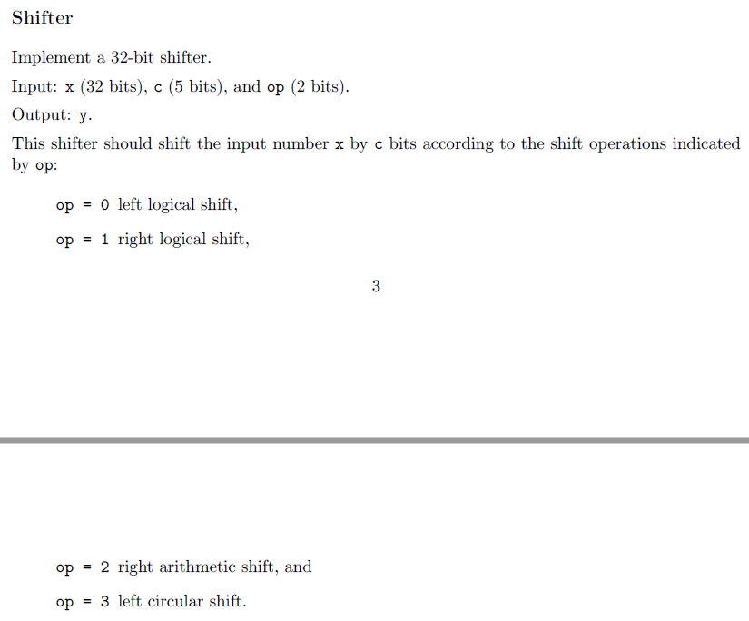 operators in this module. module adder (input [31:0] x, input [31:0] y,