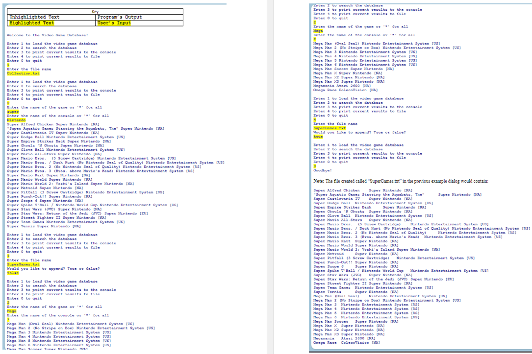  IN JAVA Video Game Database Objective: Write a program in which