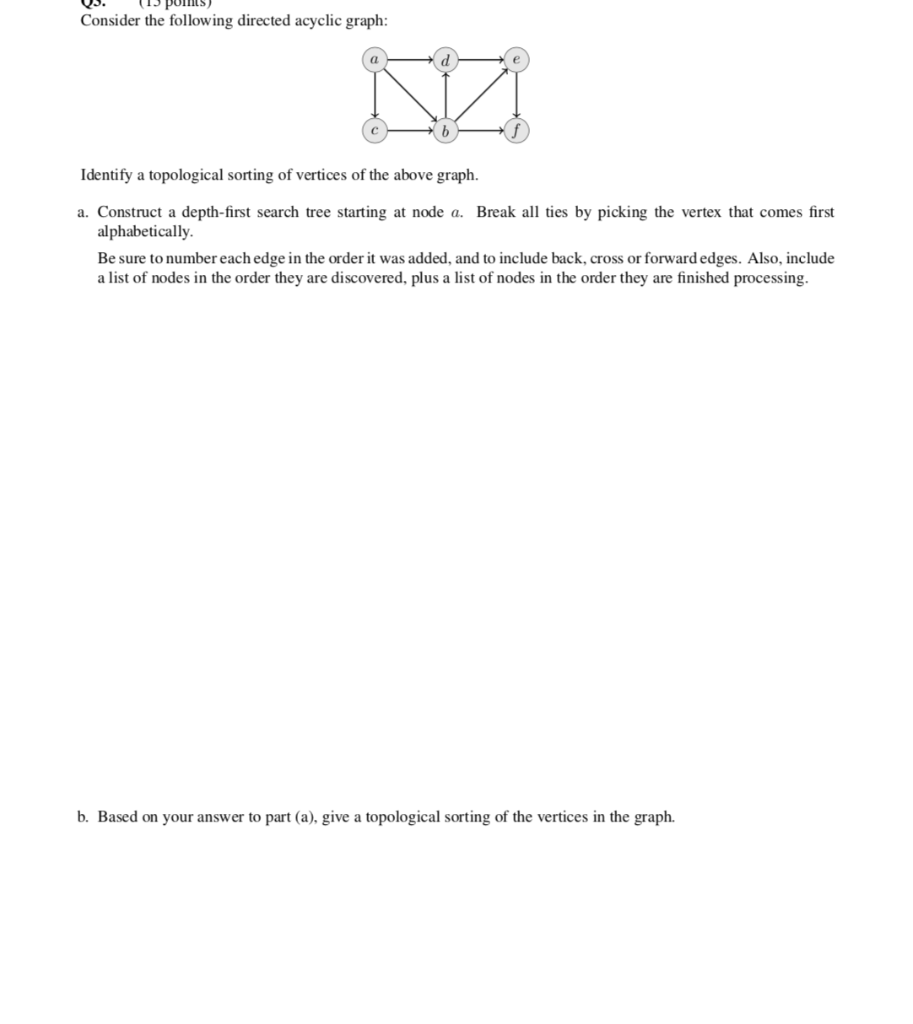 It's a Data Structures Course Consider the following directed acyclic graph: a.