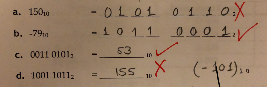 COMP ARCHITECTURE: Do the following conversion assuming two's complement representation is used