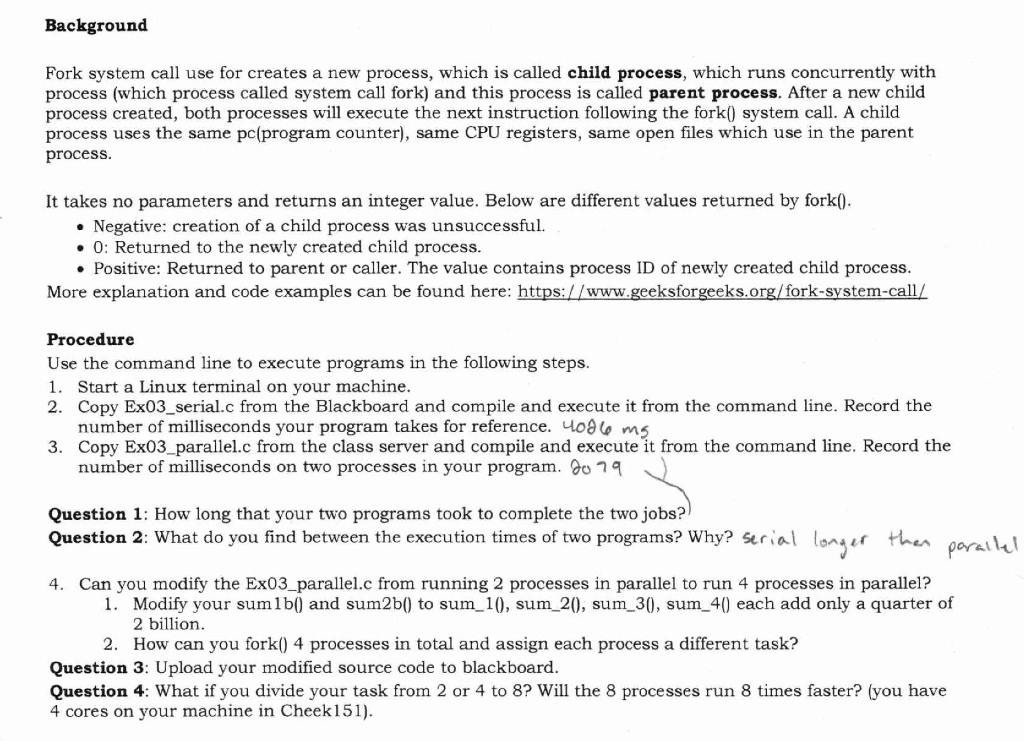I've attempted to complete this program in C regarding forks with no
