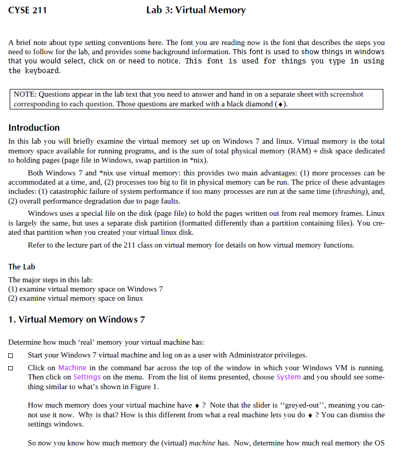 CYSE 211 Lab 3: Virtual Memory A brief note about type