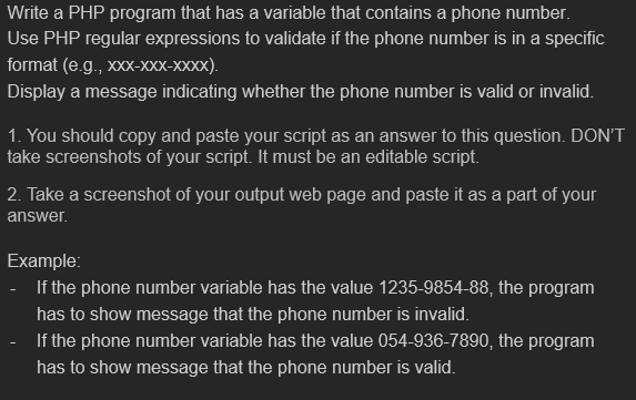  Write a PHP program that has a variable that contains a