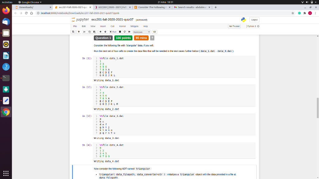  PLEASE USE PYTHON Activities X + Google Chrome 21 Ama 18:31